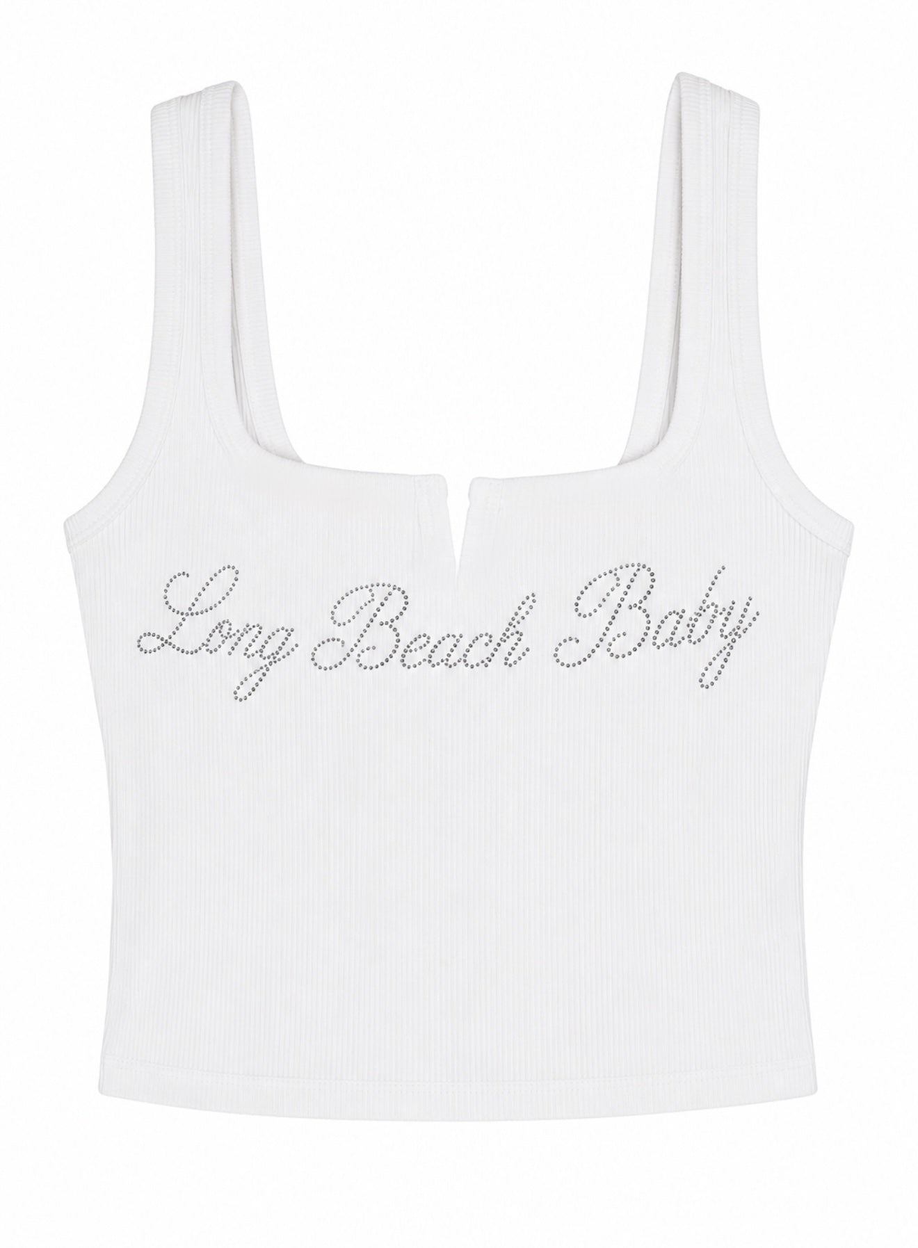 Long Beach Baby Rhinestone Cropped Tank Top