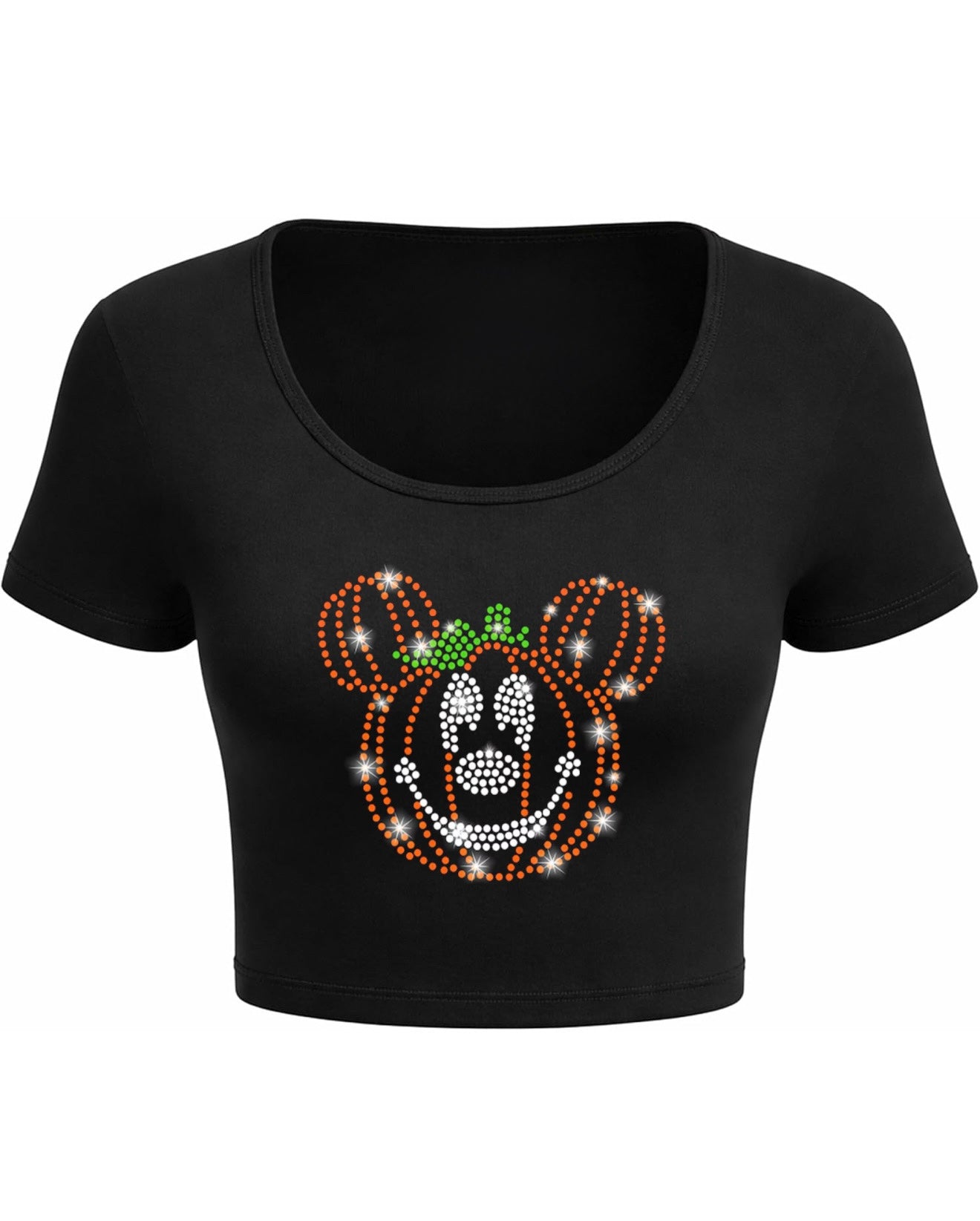 Pumpkin Mickey Rhinestone Crop Top