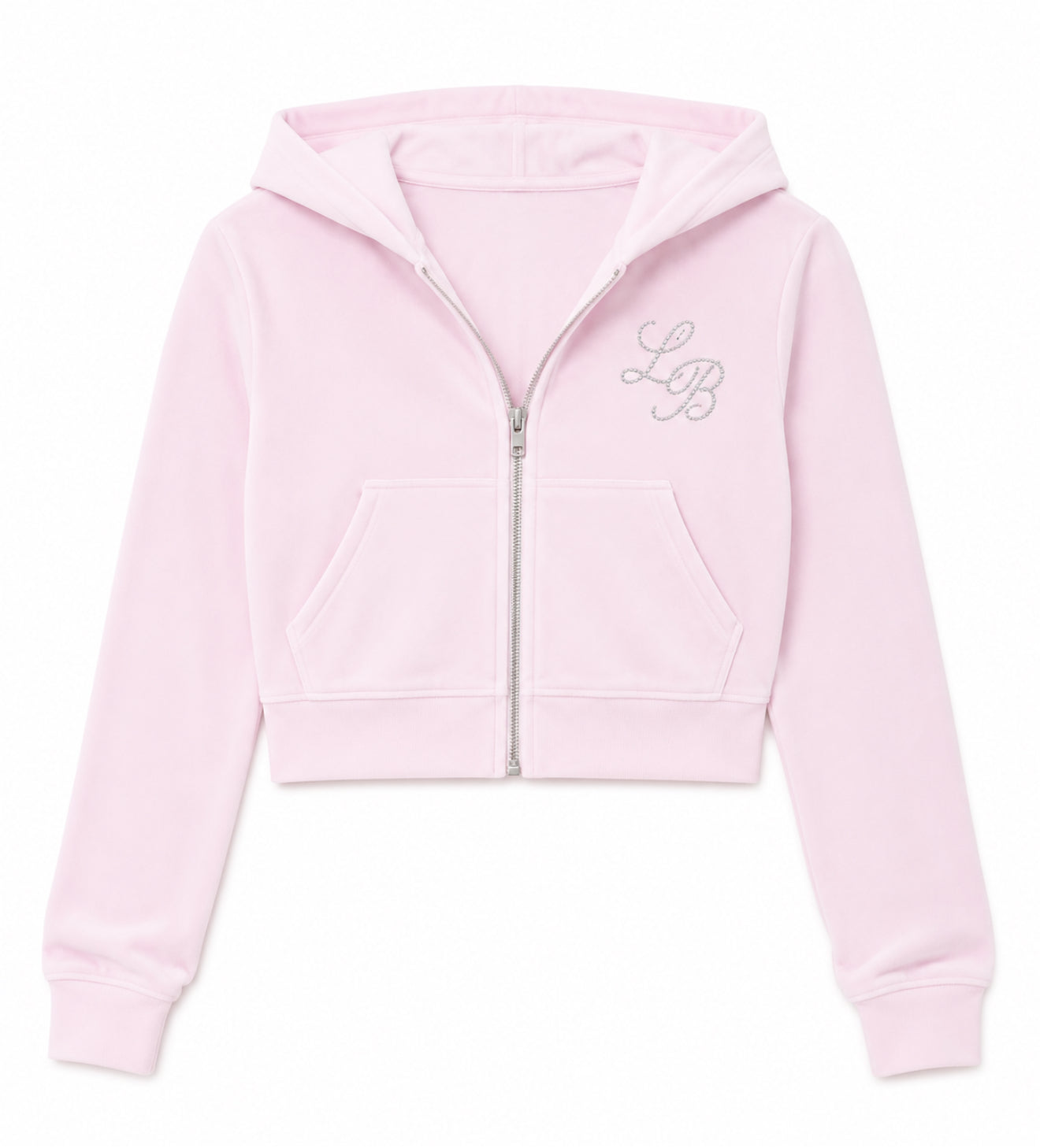 Long Beach Baby Rhinestone Mid Length Velour Hoodie