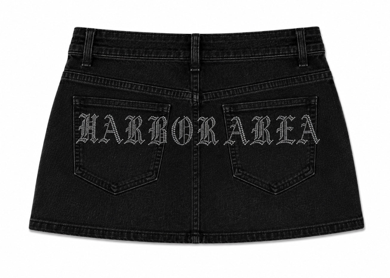 Harbor Area Rhinestone Denim Mini Skirt