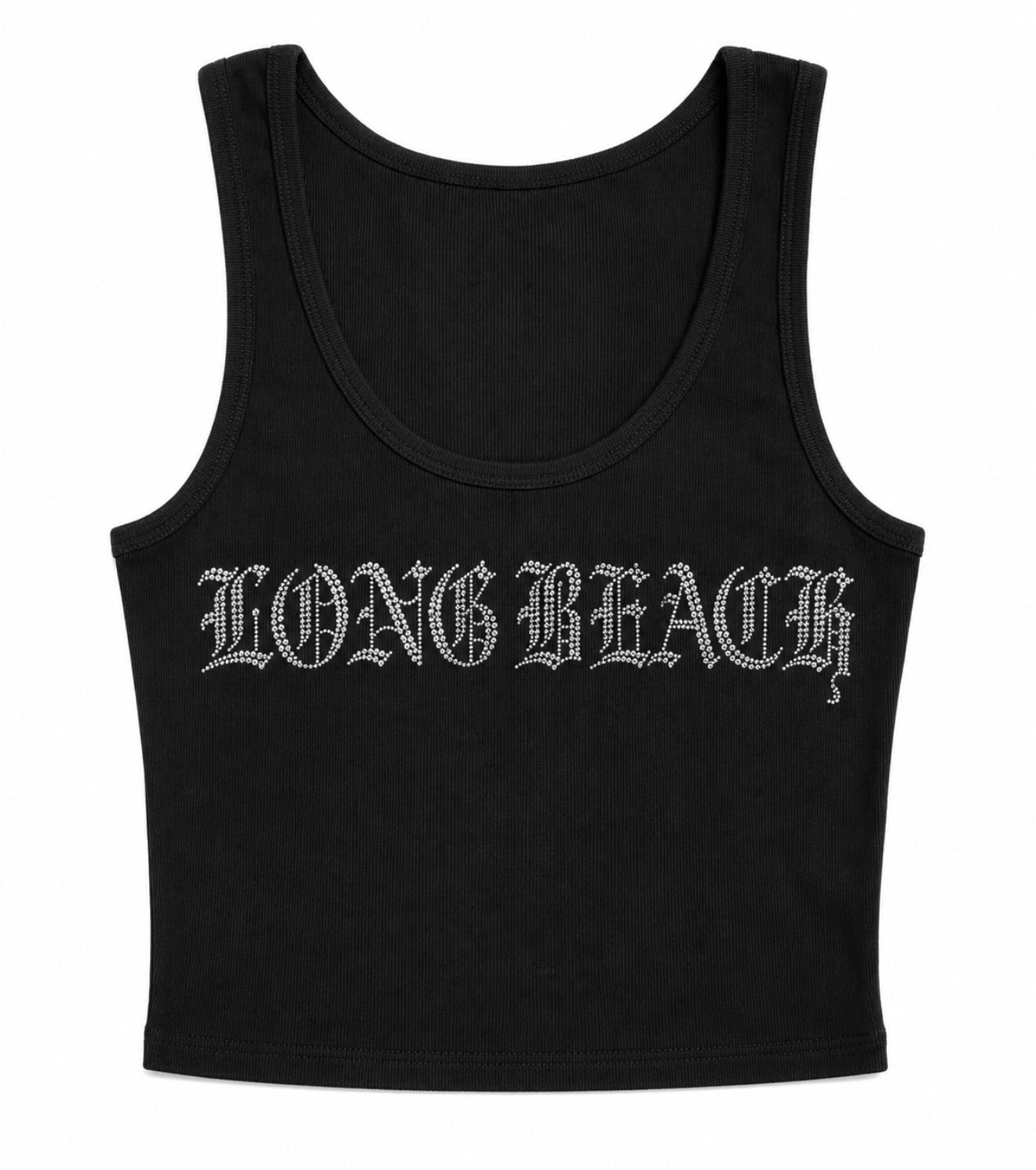 Rhinestone Long Beach Crop Tank Top and Mini Skirt