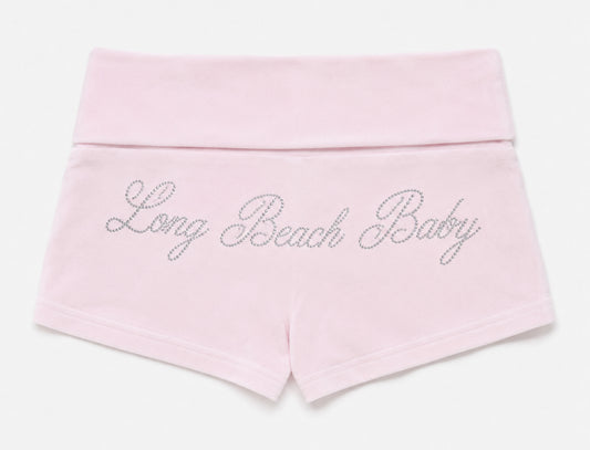 Long Beach Baby Rhinestone Velour Micro Shorts (low waist)