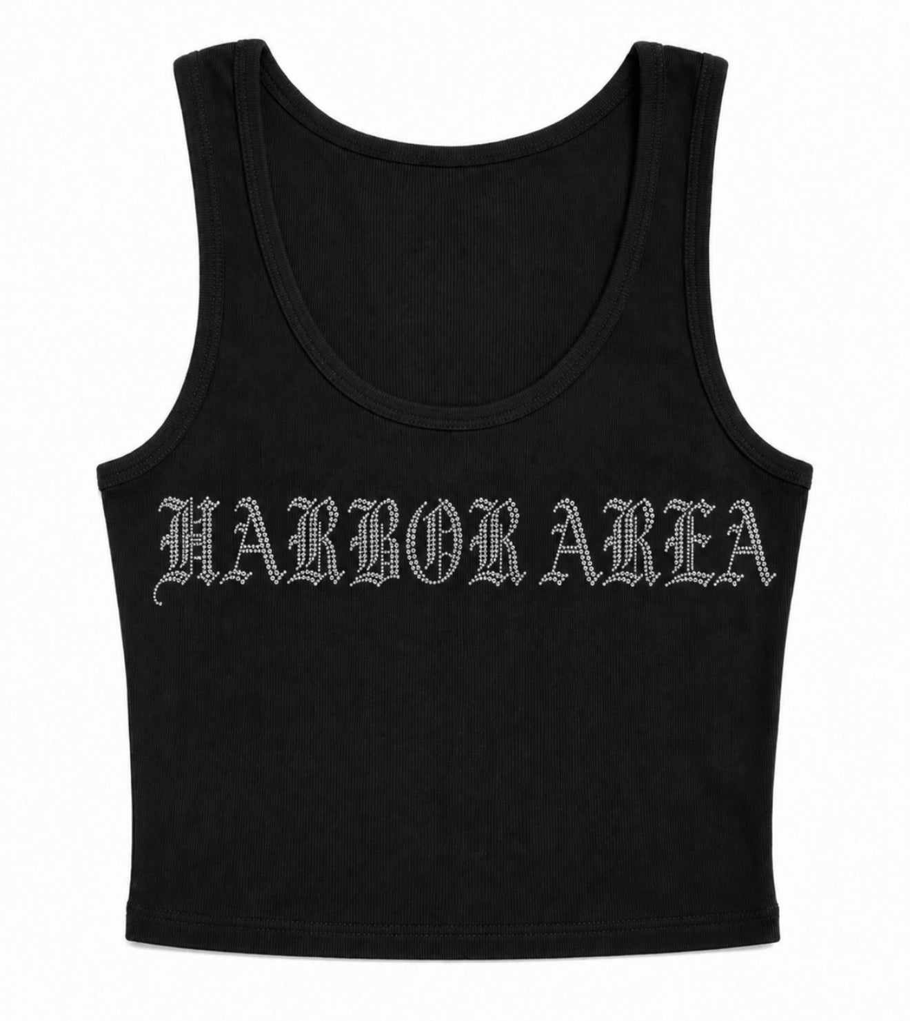 Rhinestone Harbor Area Crop Tank Top and Mini Skirt