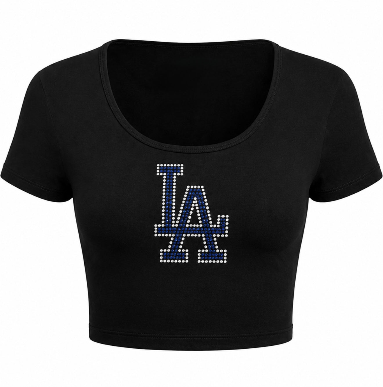 Rhinestone Dodgers LA Logo Crop Top