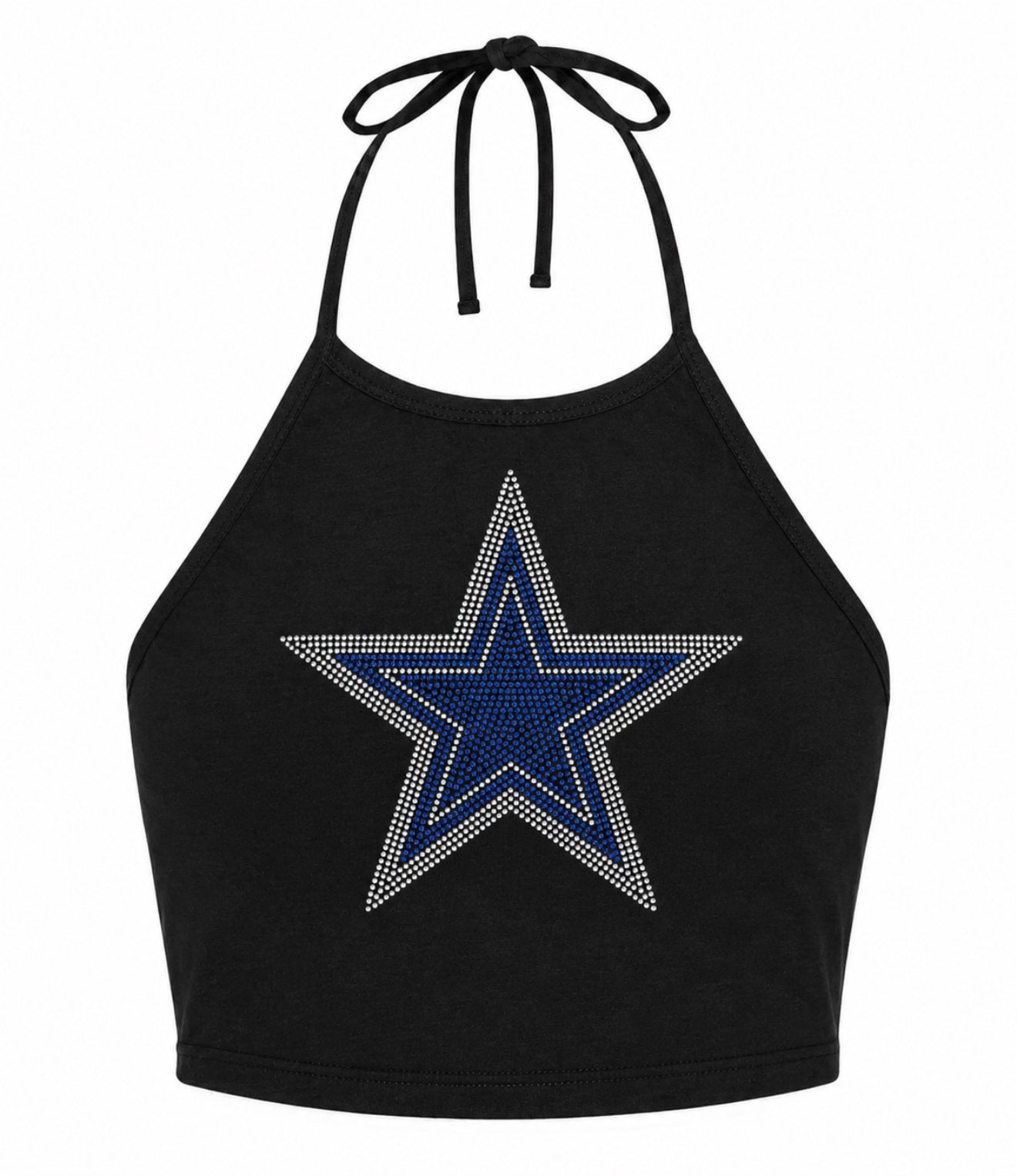 Black Cowboys Rhinestone Halter Top