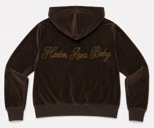 HXA Baby Rhinestone Velour Mid Length Hoodie