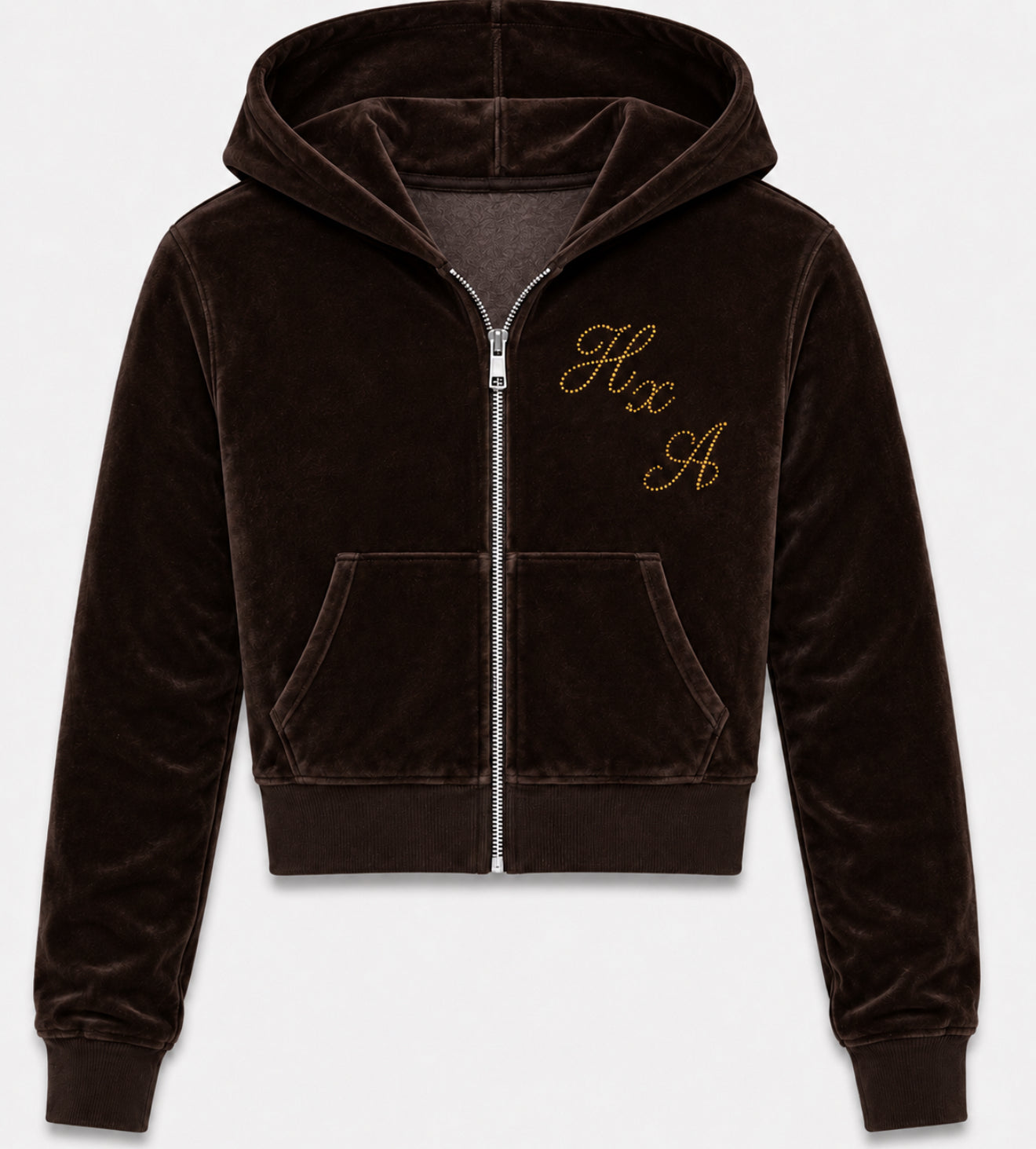 HXA Baby Rhinestone Velour Mid Length Hoodie
