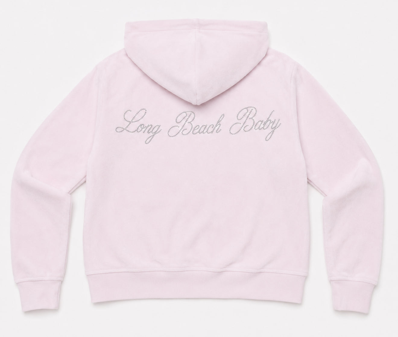 Long Beach Baby Rhinestone Mid Length Velour Hoodie