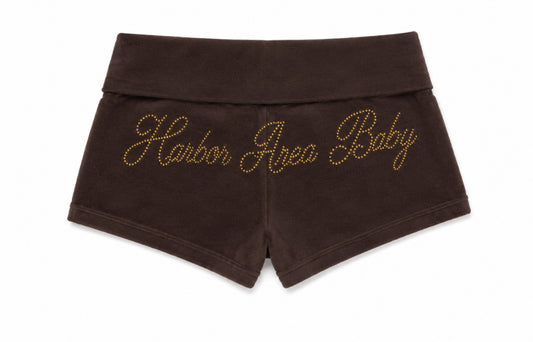 HxA Baby Rhinestone Velour Micro Shorts (low waist)