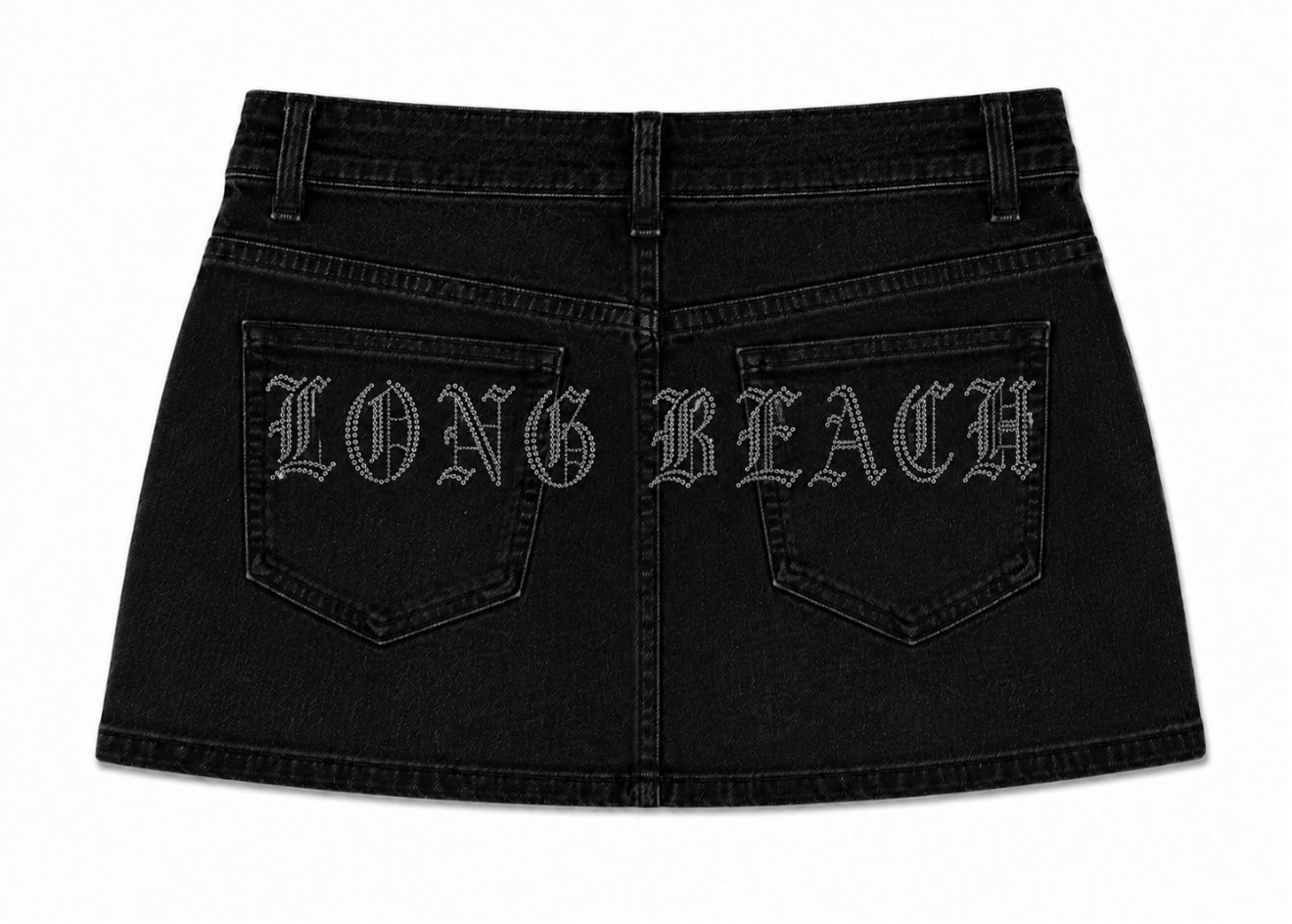 LB Rhinestone Denim Mini Skirt