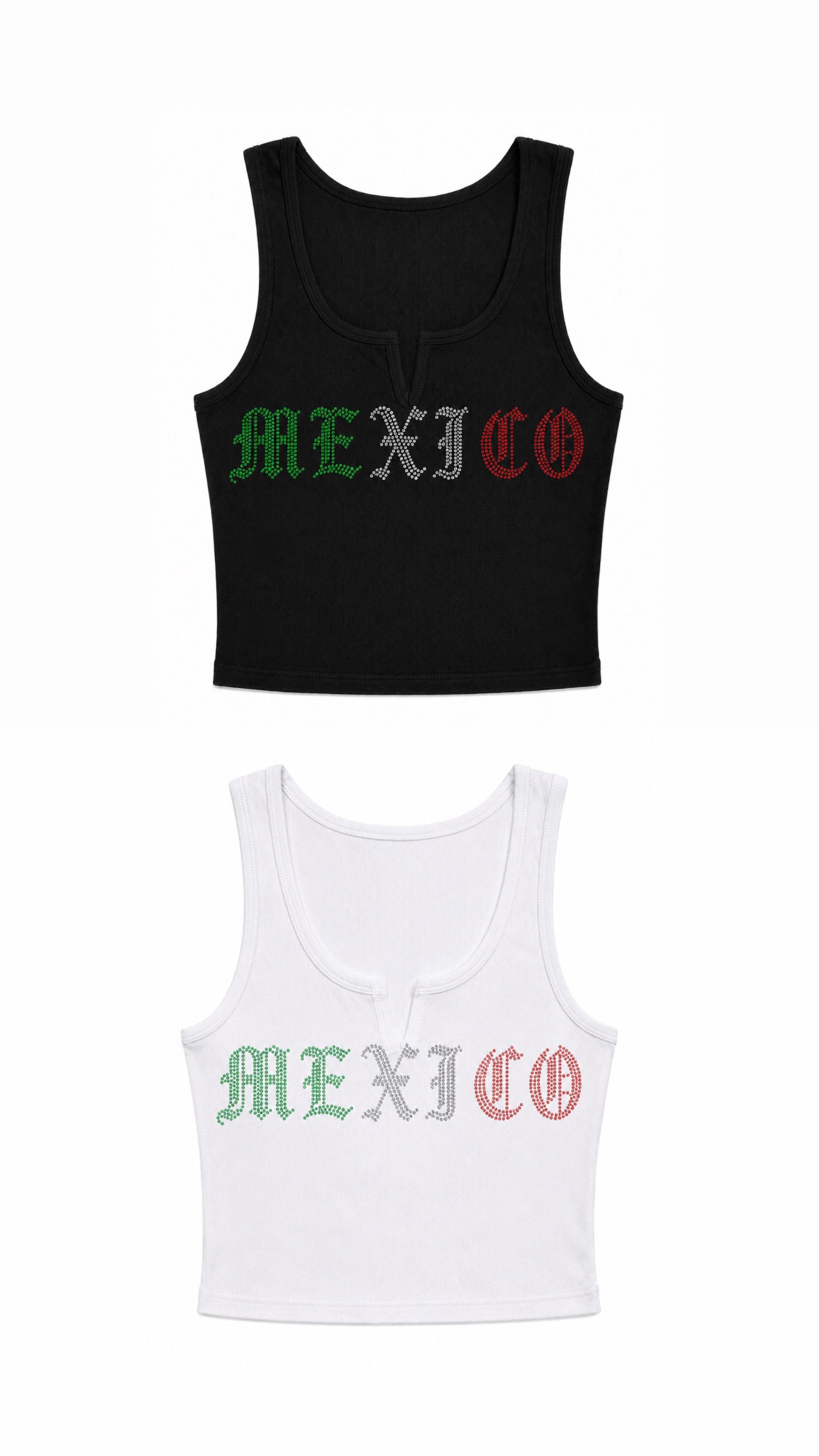 Mexico Rhinestone Cropped Tank