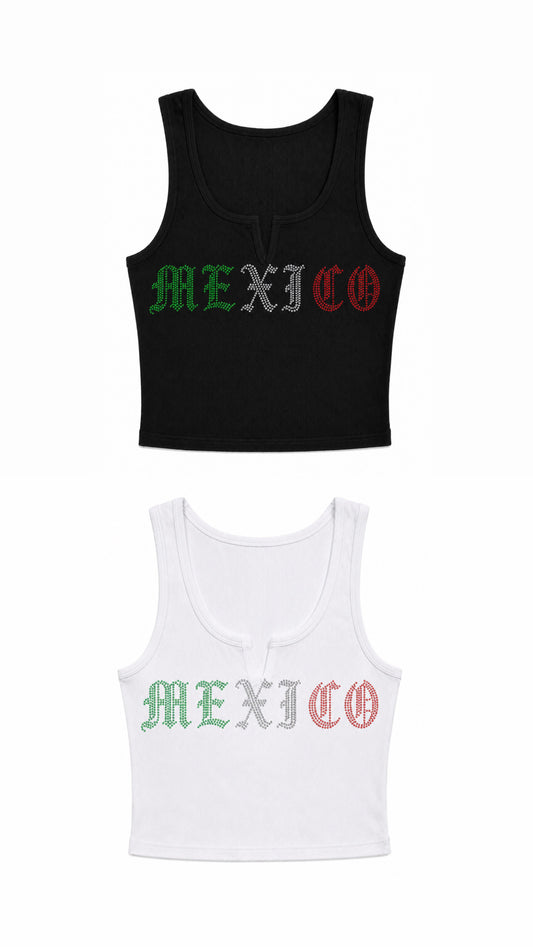 Mexico Rhinestone Cropped Tank