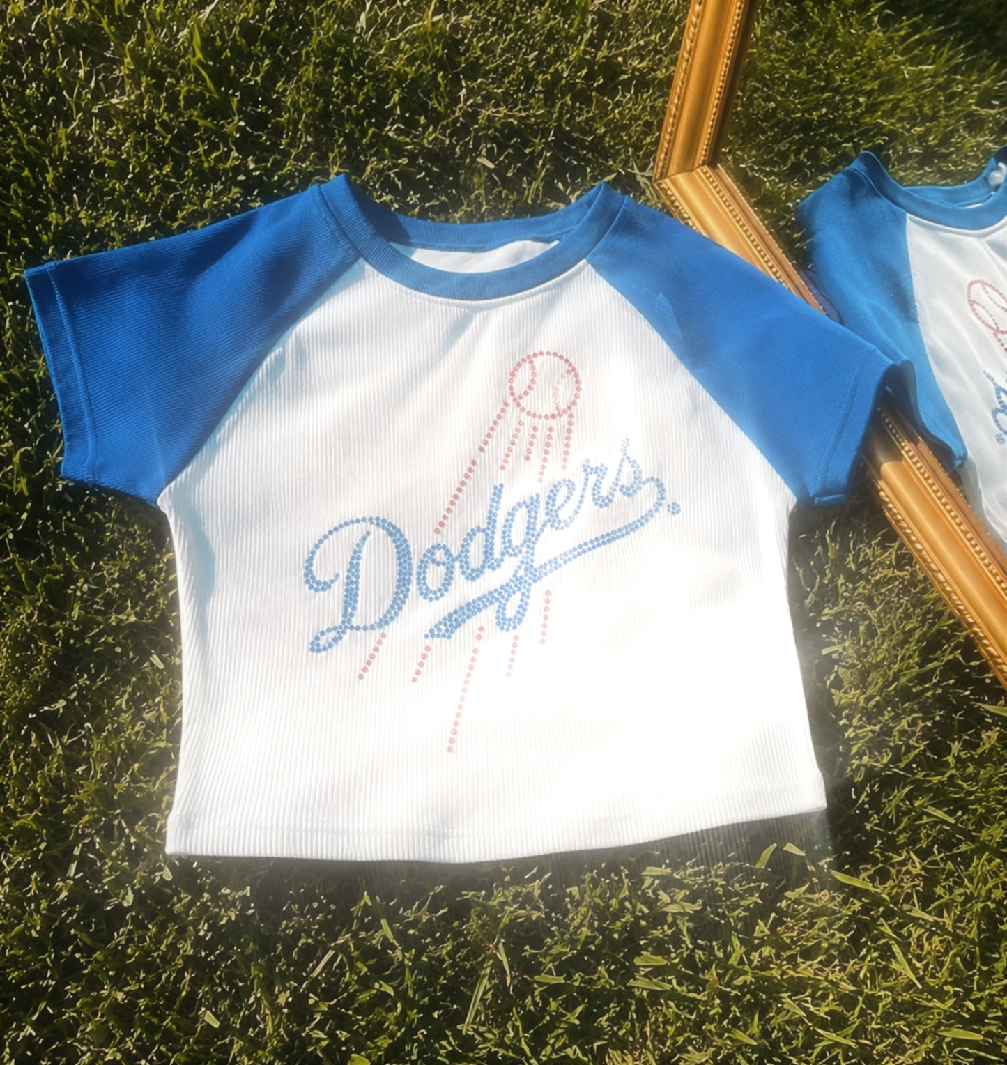 Dodgers Rhinestone Baseball Crop Top